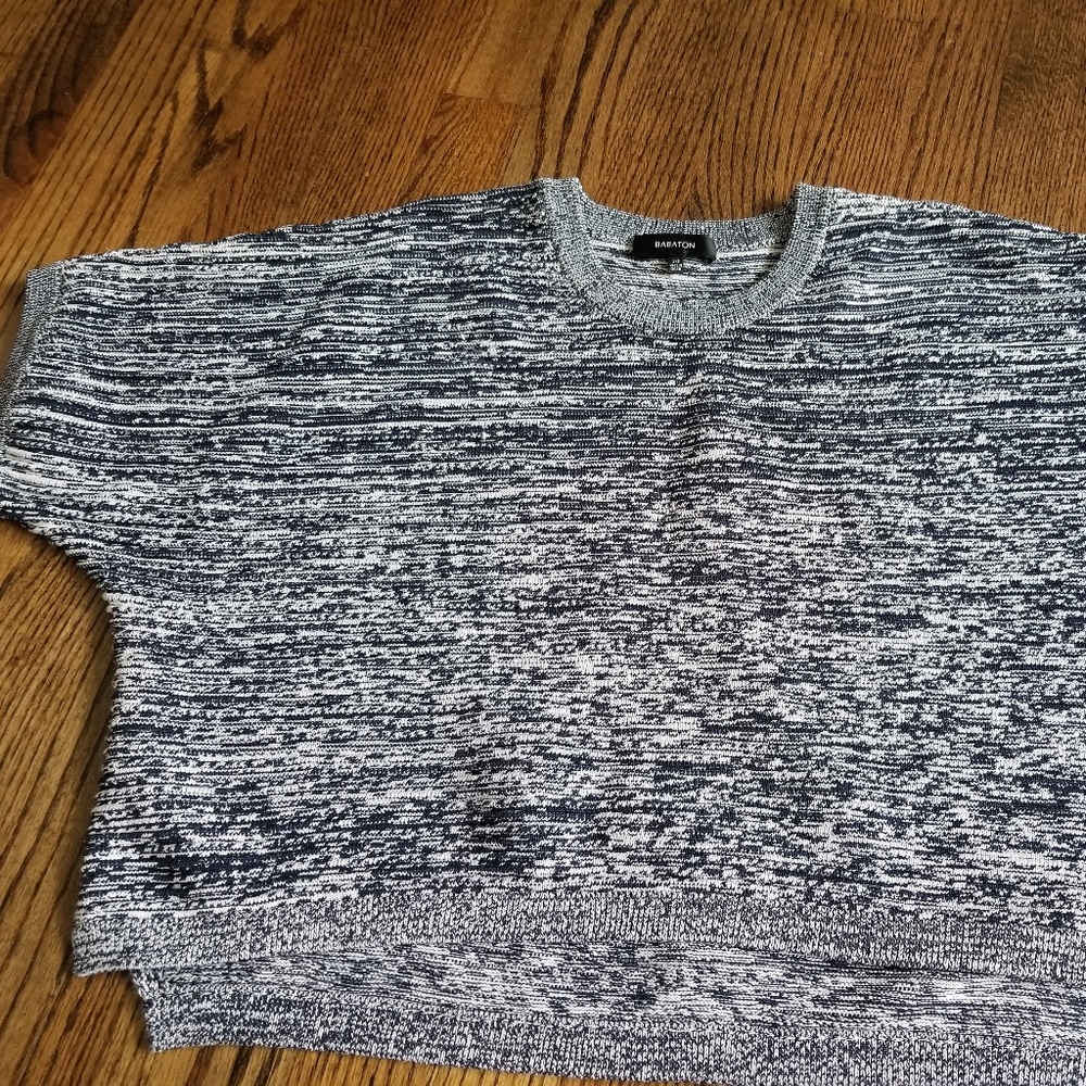 Babaton Oversized Navy Cropped Knit Top XXS